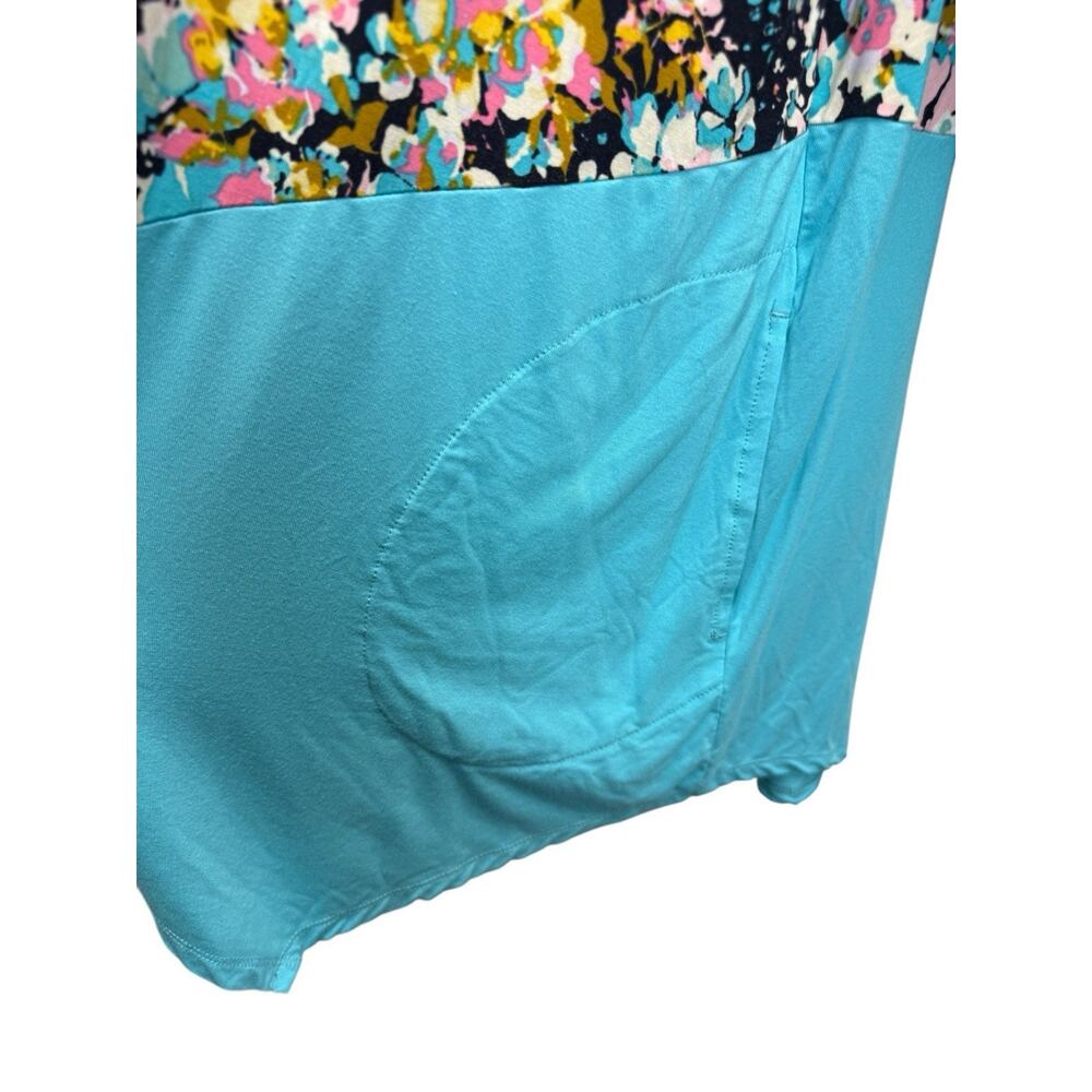 Lori Goldstein LOGO Top Women 2X Blue Floral Pockets Lagenlook Asymmetric Tunic - Picture 4 of 6